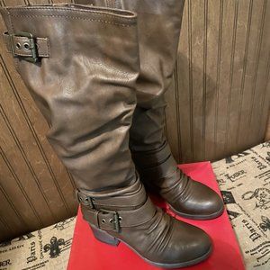 NIB CARLOS by Carlos Santana Claudia Womens Round Toe High Boots Brown Size 6M